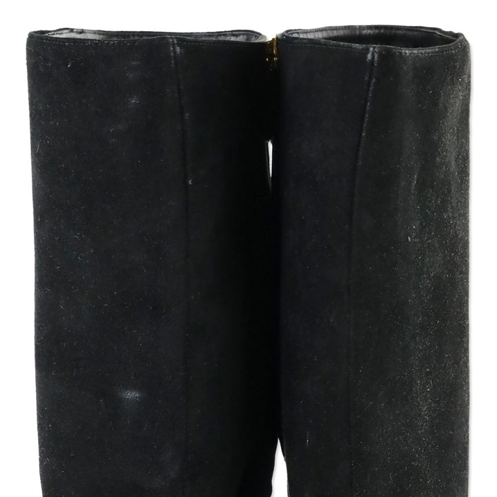 Ralph Lauren Collection Black Suede Zip Knee-High Bootie
