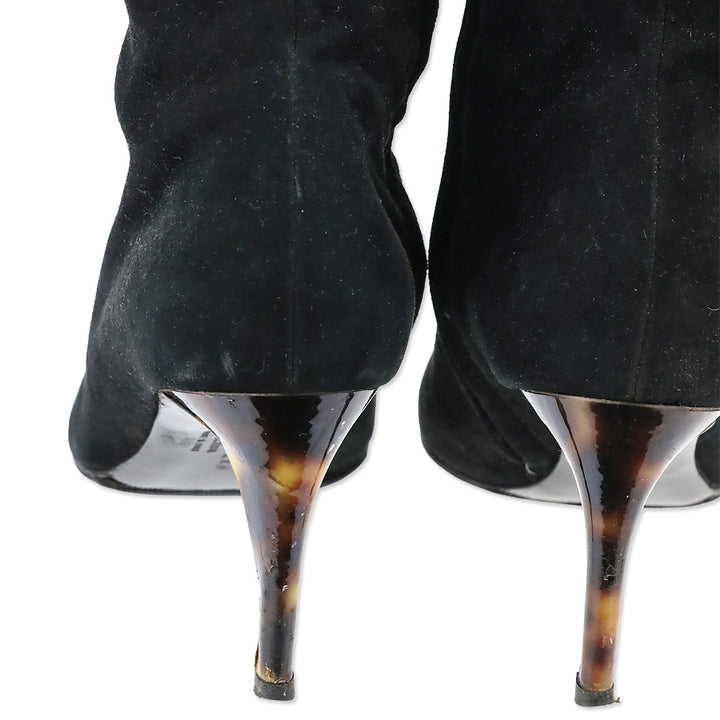 Ralph Lauren Collection Black Suede Zip Knee-High Bootie
