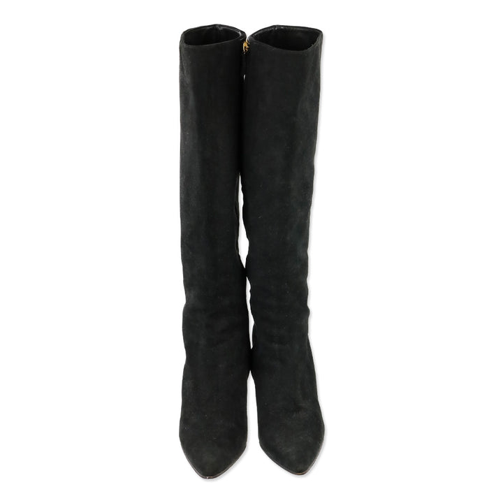 Ralph Lauren Collection Black Suede Zip Knee-High Bootie