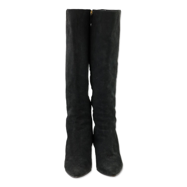Ralph Lauren Collection Black Suede Zip Knee-High Bootie