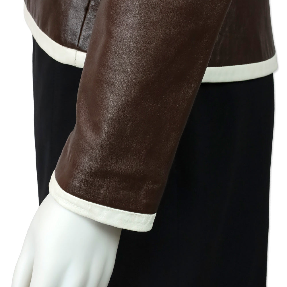 Ralph Lauren Collection Brown Lambskin White-Trim Blazer
