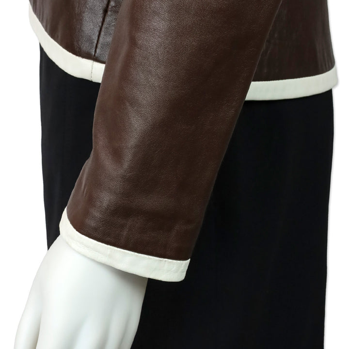 Ralph Lauren Collection Brown Lambskin White-Trim Blazer