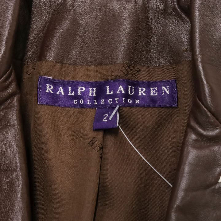 Ralph Lauren Collection Brown Lambskin White-Trim Blazer