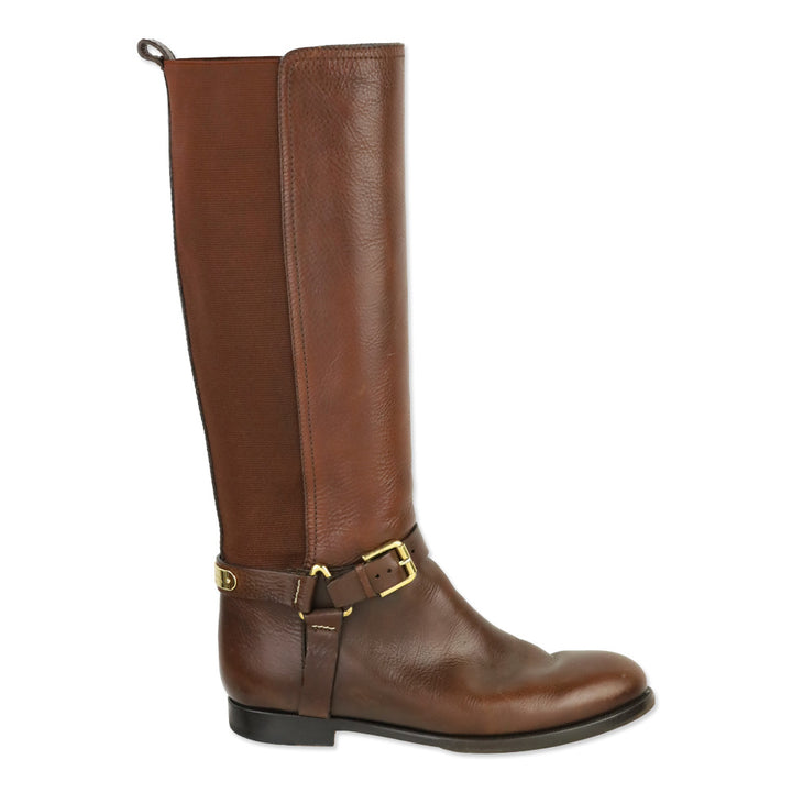 Ralph Lauren Collection Brown Leather Elastic Back Harness Riding Boots