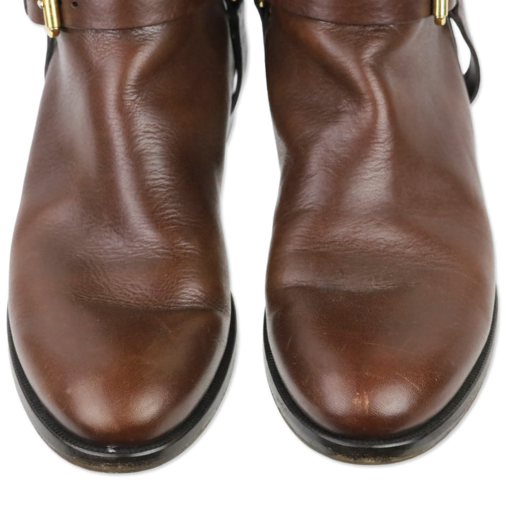 Ralph Lauren Collection Brown Leather Elastic Back Harness Riding Boots