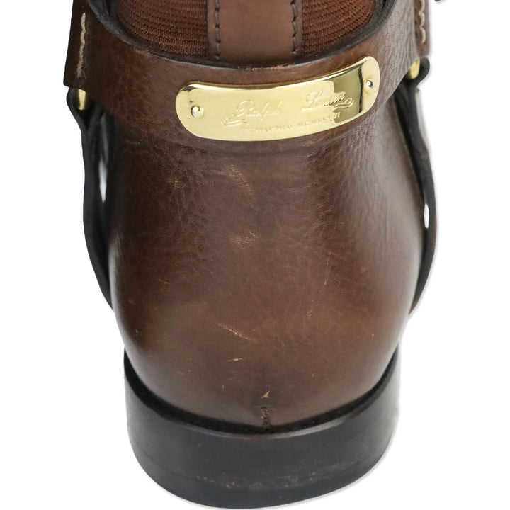 Ralph Lauren Collection Brown Leather Elastic Back Harness Riding Boots