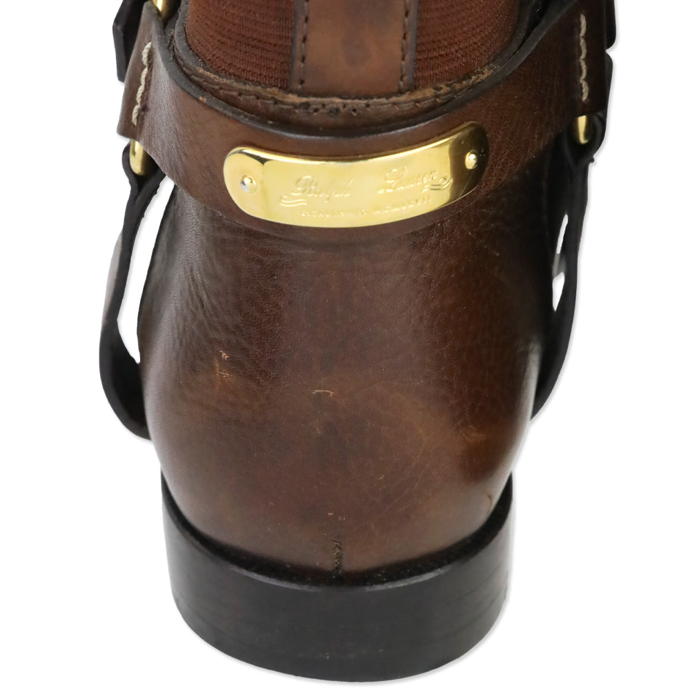Ralph Lauren Collection Brown Leather Elastic Back Harness Riding Boots