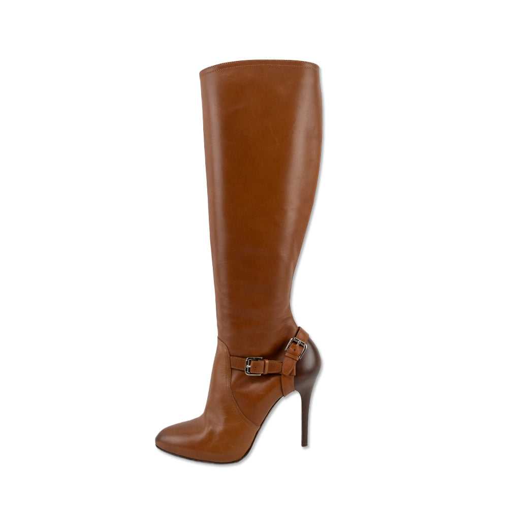 Ralph Lauren Collection Brown Leather Knee High Boots