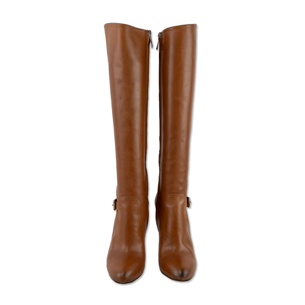 Ralph Lauren Collection Brown Leather Knee High Boots