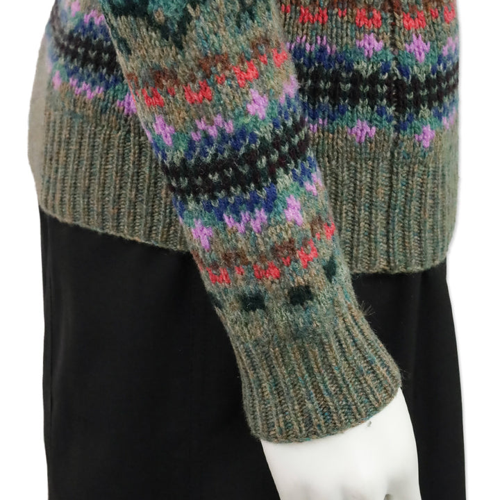 Ralph Lauren Collection Grey Fair Isle Wool/Cashmere Boat Neck Sweater