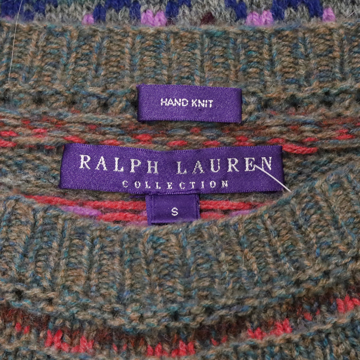Ralph Lauren Collection Grey Fair Isle Wool/Cashmere Boat Neck Sweater
