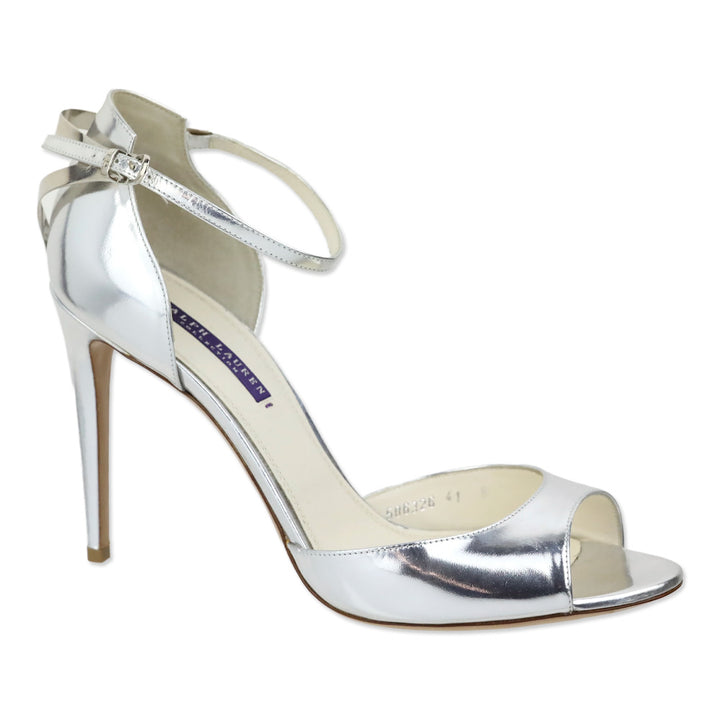 Ralph Lauren Collection Metallic Silver Ankle-Strap D'Orsay Sandal