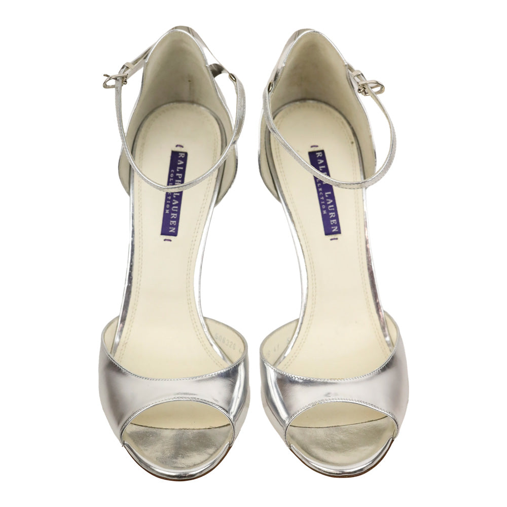 Ralph Lauren Collection Metallic Silver Ankle-Strap D'Orsay Sandal