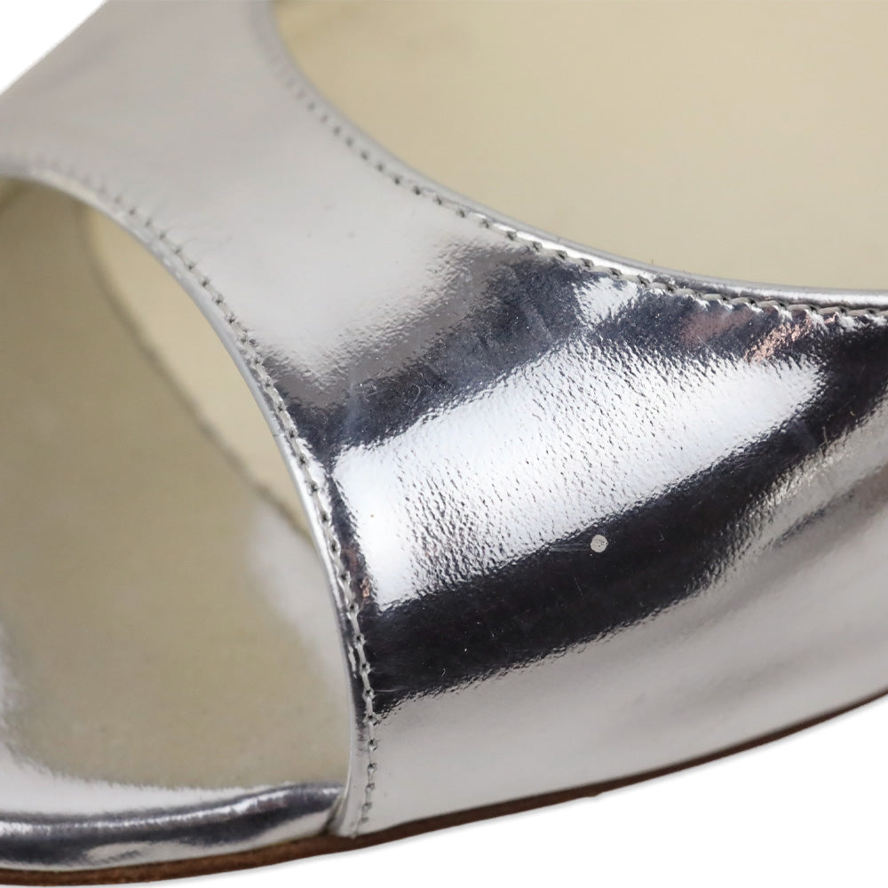 Ralph Lauren Collection Metallic Silver Ankle-Strap D'Orsay Sandal