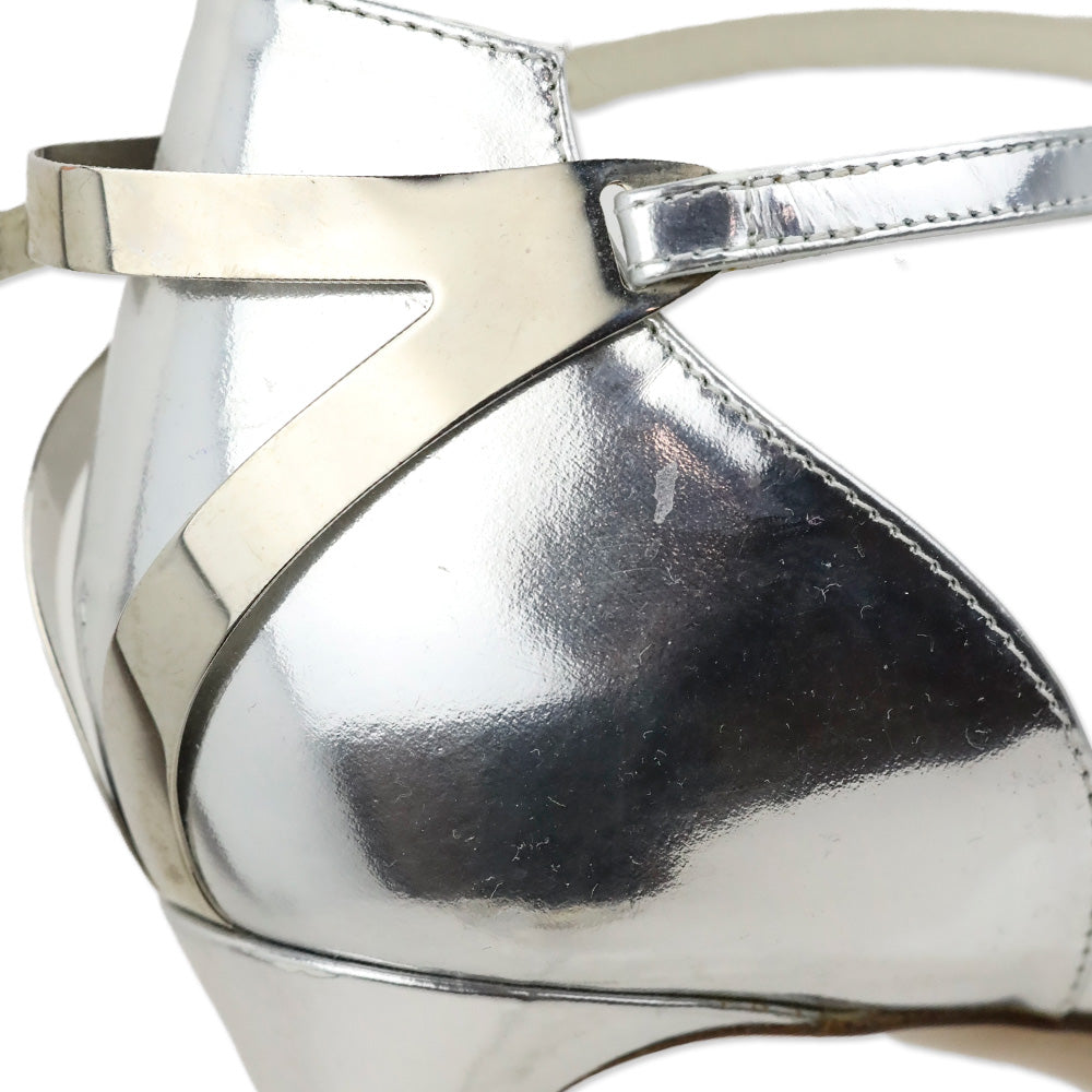 Ralph Lauren Collection Metallic Silver Ankle-Strap D'Orsay Sandal