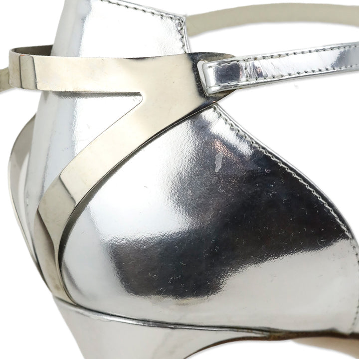 Ralph Lauren Collection Metallic Silver Ankle-Strap D'Orsay Sandal