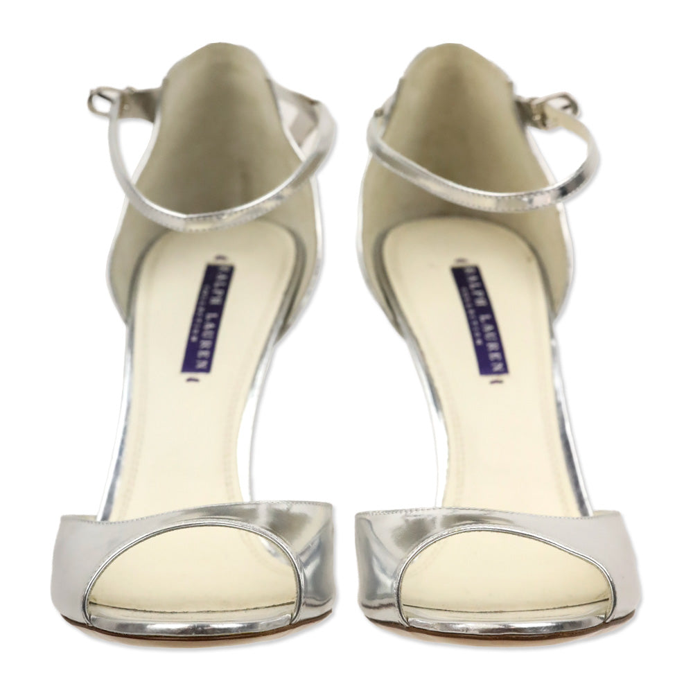 Ralph Lauren Collection Metallic Silver Ankle-Strap D'Orsay Sandal