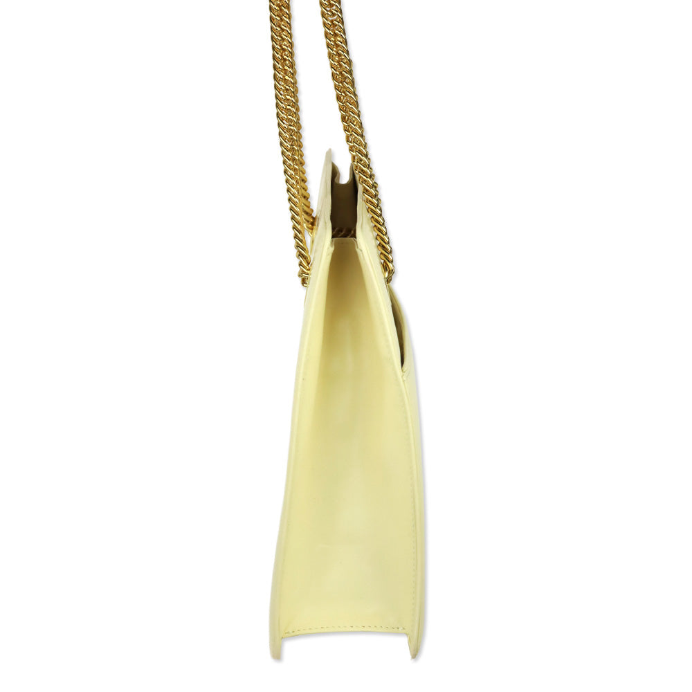 Ralph Lauren Cream Brushed Leather Gold Chain Shoulder Bag