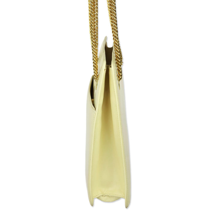 Ralph Lauren Cream Brushed Leather Gold Chain Shoulder Bag