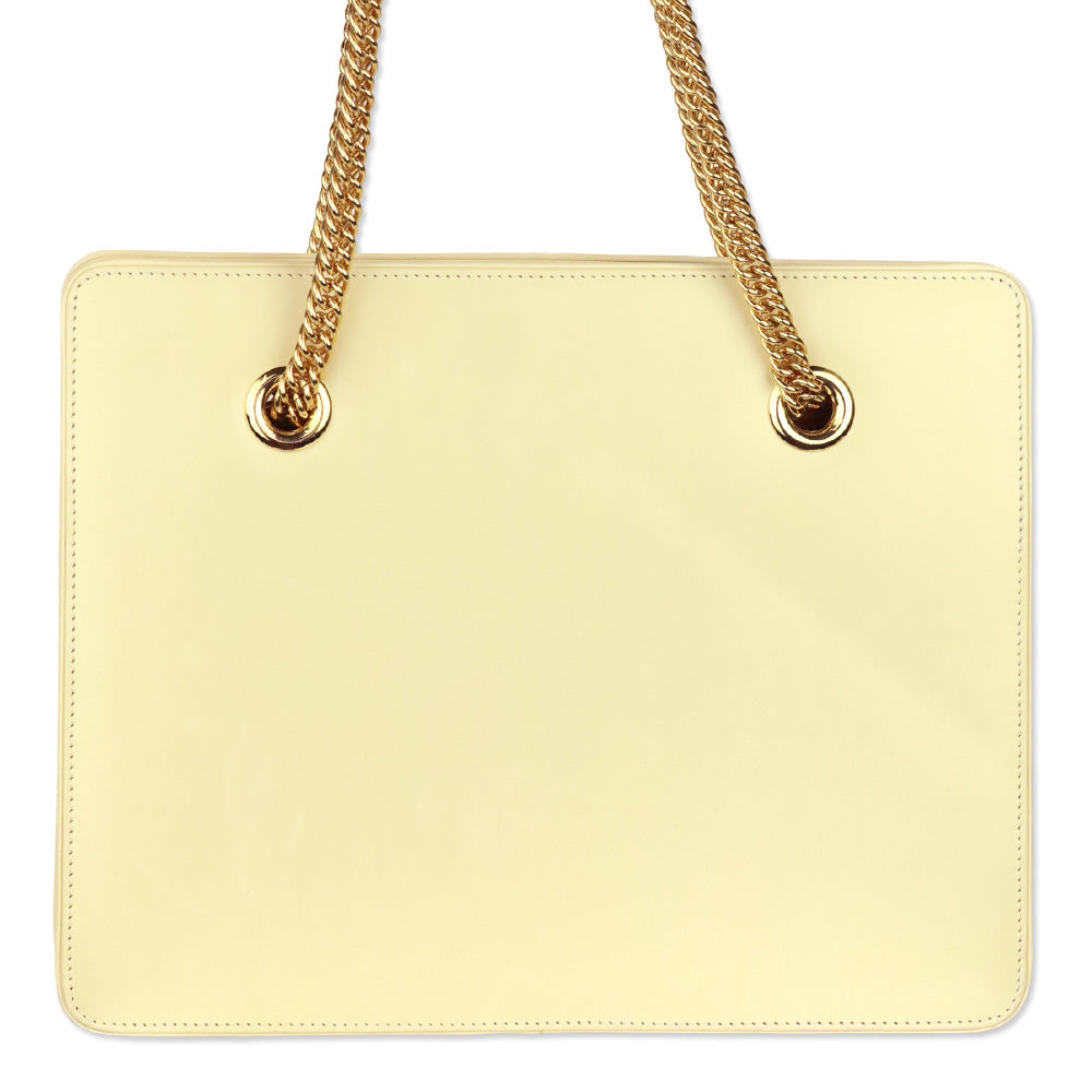 Ralph Lauren Cream Brushed Leather Gold Chain Shoulder Bag
