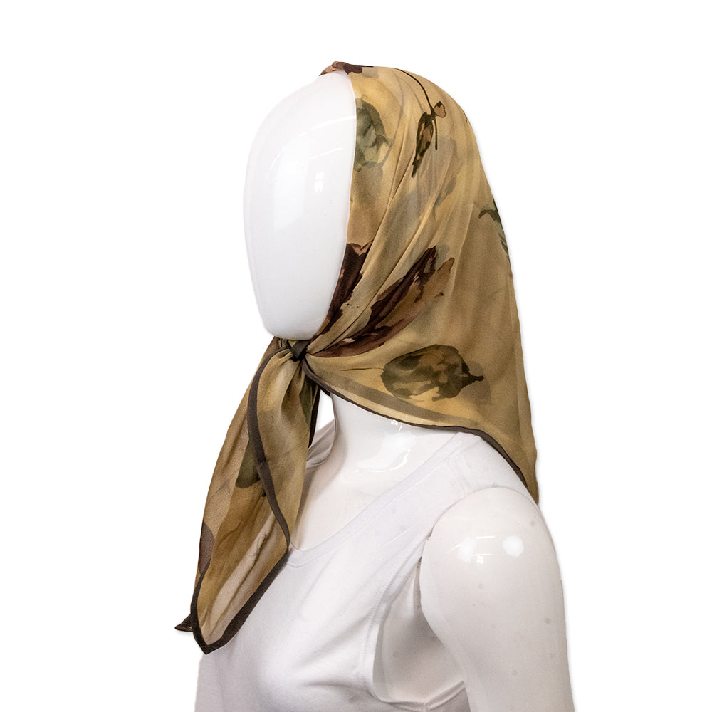 Ralph Lauren Earth Toned Water Color Floral Printed Scarf