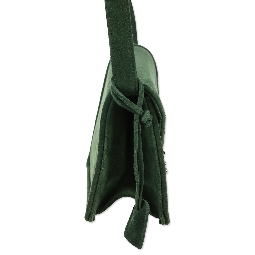 Ralph Lauren Green Suede Envelope Crossbody Bag