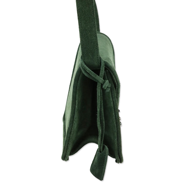 Ralph Lauren Green Suede Envelope Crossbody Bag
