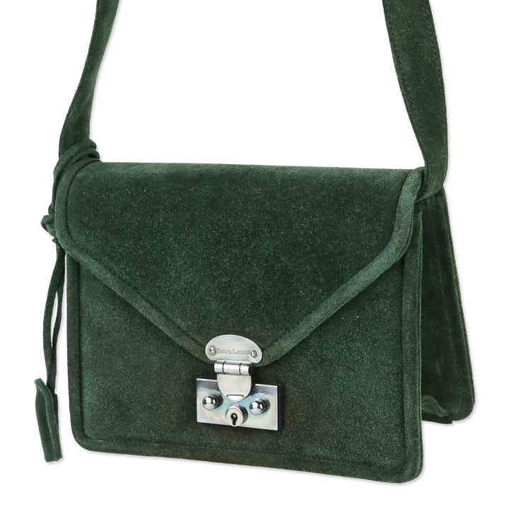 Ralph Lauren Green Suede Envelope Crossbody Bag