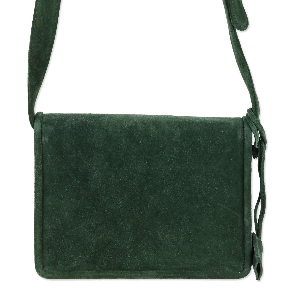 Ralph Lauren Green Suede Envelope Crossbody Bag