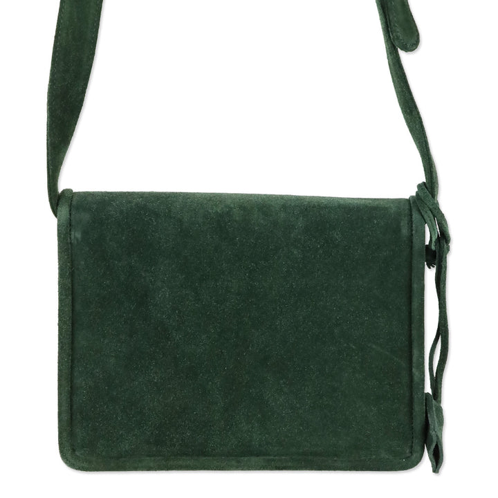 Ralph Lauren Green Suede Envelope Crossbody Bag