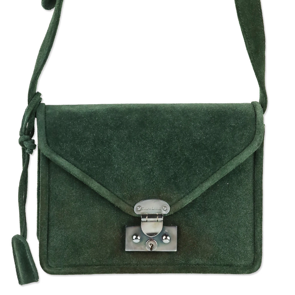 Ralph Lauren Green Suede Envelope Crossbody Bag
