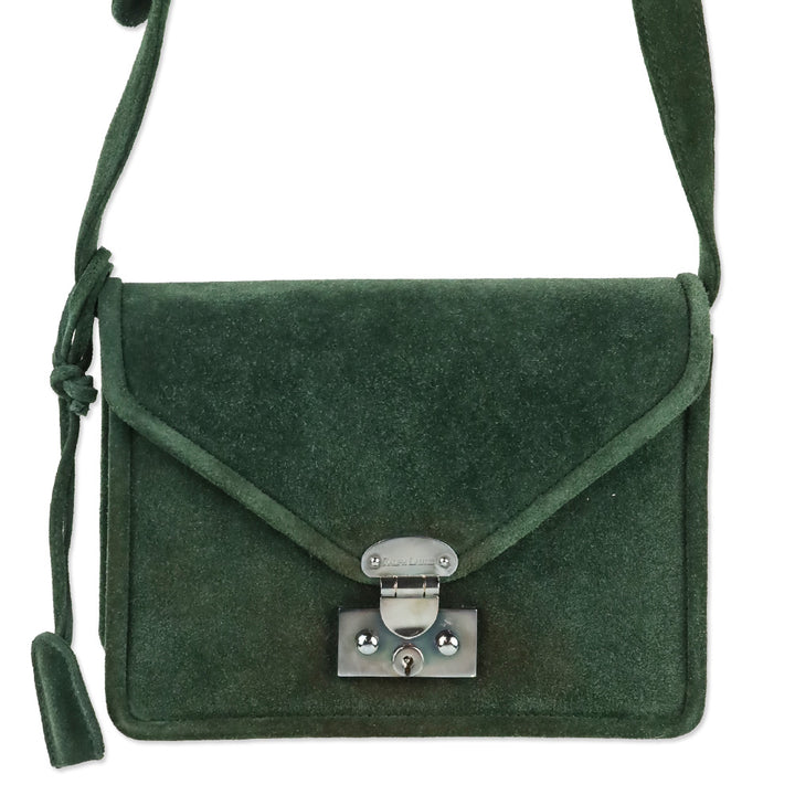 Ralph Lauren Green Suede Envelope Crossbody Bag