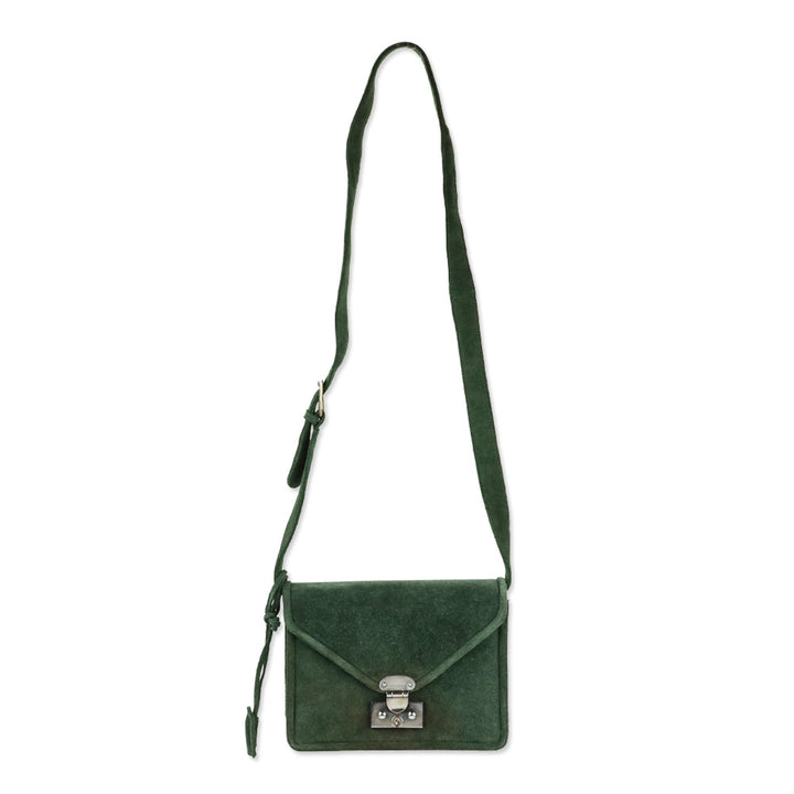 Ralph Lauren Green Suede Envelope Crossbody Bag