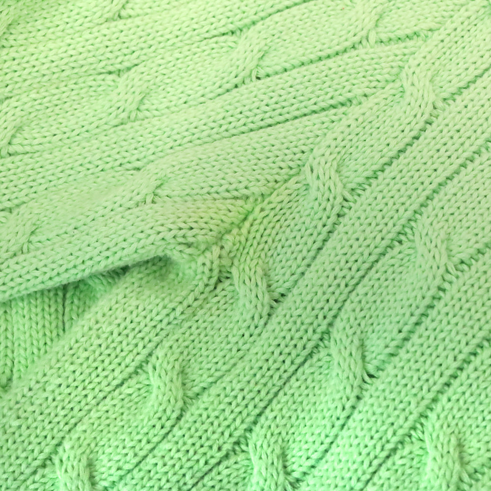 Ralph Lauren Lime Green Cable Knit Boat Neck Sweater
