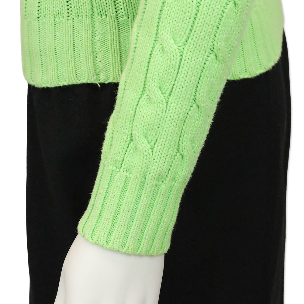 Ralph Lauren Lime Green Cable Knit Boat Neck Sweater