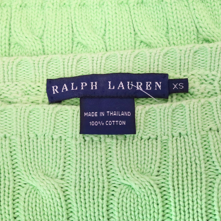 Ralph Lauren Lime Green Cable Knit Boat Neck Sweater