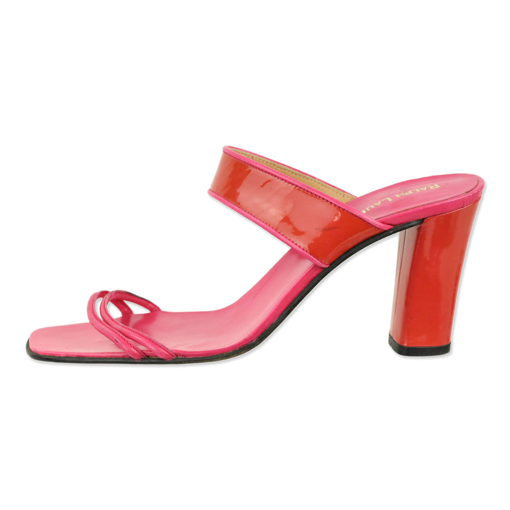 Ralph Lauren Pink Leather/Red Patent Mule Sandal