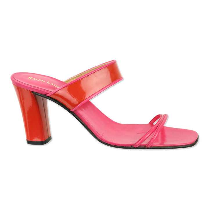 Ralph Lauren Pink Leather/Red Patent Mule Sandal