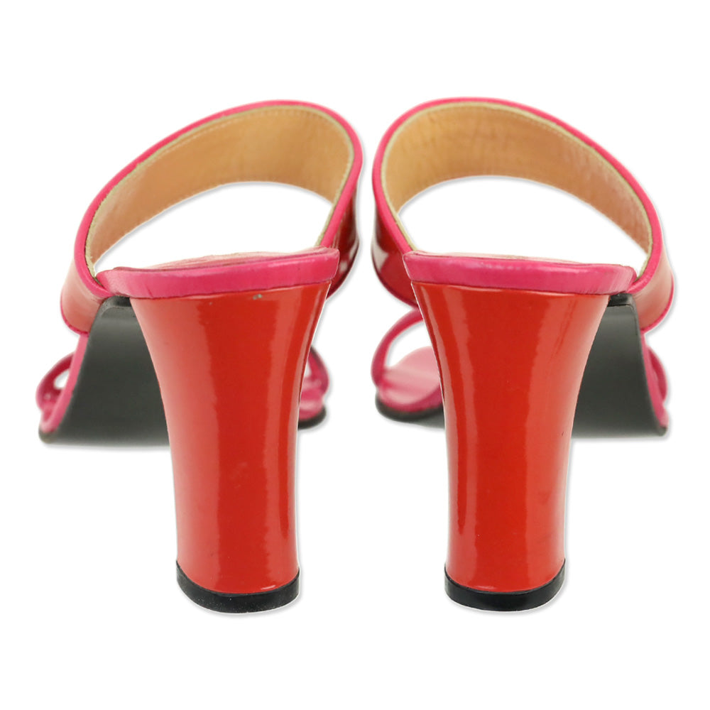 Ralph Lauren Pink Leather/Red Patent Mule Sandal
