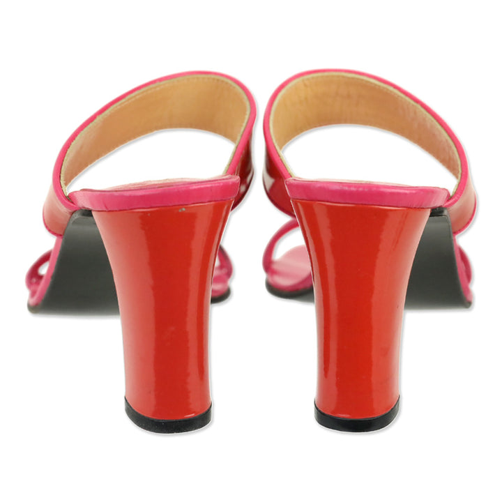 Ralph Lauren Pink Leather/Red Patent Mule Sandal