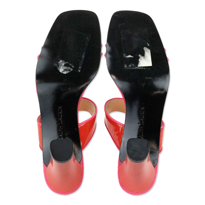 Ralph Lauren Pink Leather/Red Patent Mule Sandal