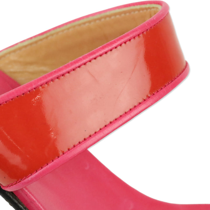 Ralph Lauren Pink Leather/Red Patent Mule Sandal