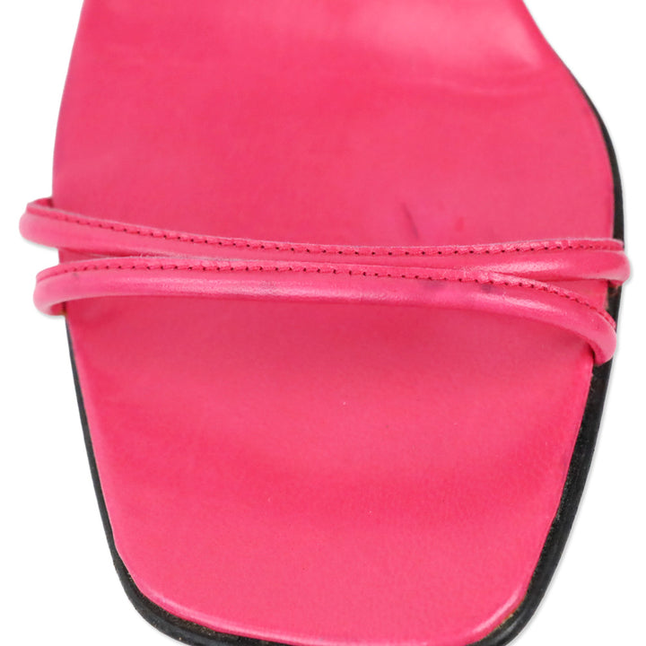 Ralph Lauren Pink Leather/Red Patent Mule Sandal