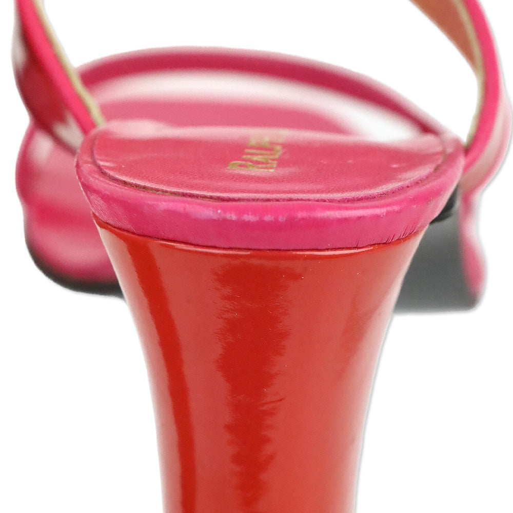 Ralph Lauren Pink Leather/Red Patent Mule Sandal