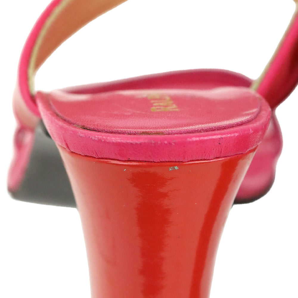 Ralph Lauren Pink Leather/Red Patent Mule Sandal