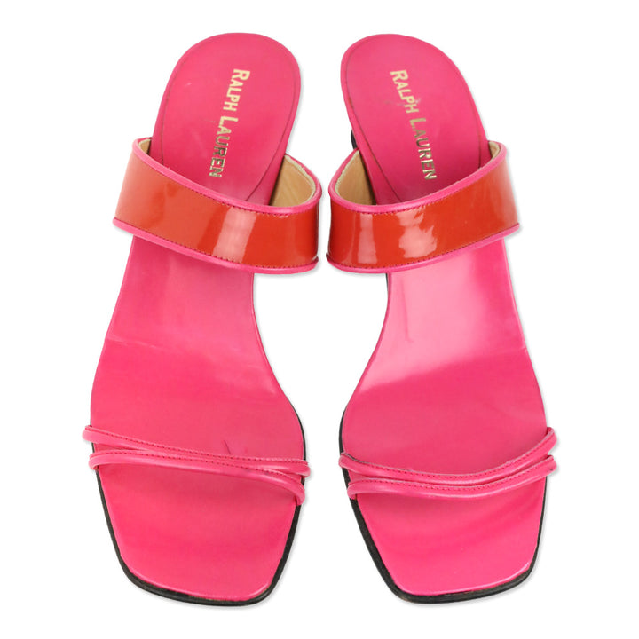 Ralph Lauren Pink Leather/Red Patent Mule Sandal