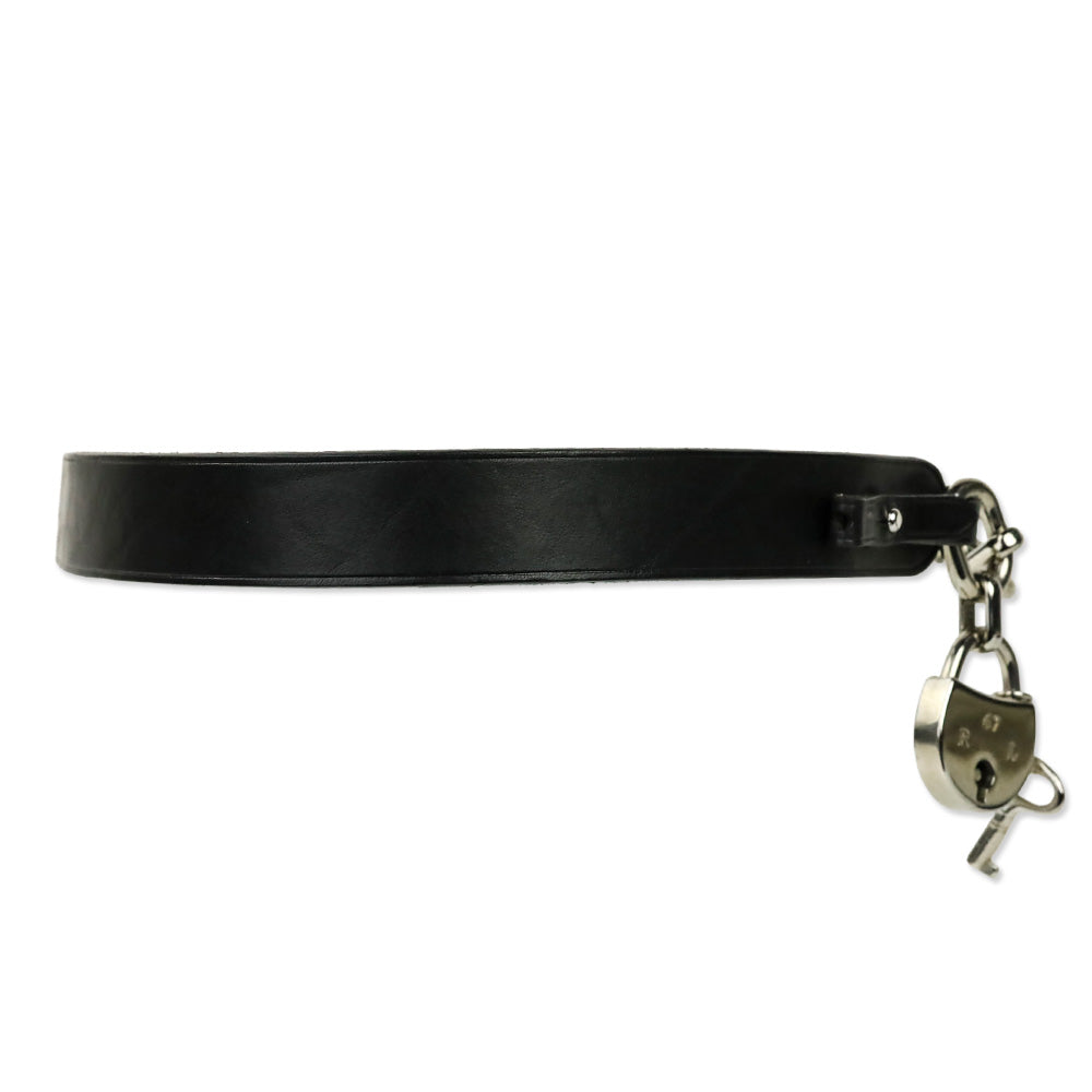 Ralph Lauren Silver-Tone Padlock-Charm Black Leather Belt
