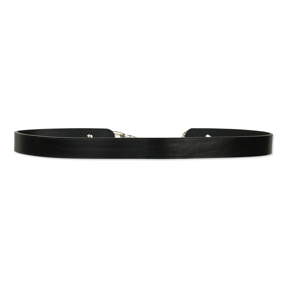 Ralph Lauren Silver-Tone Padlock-Charm Black Leather Belt