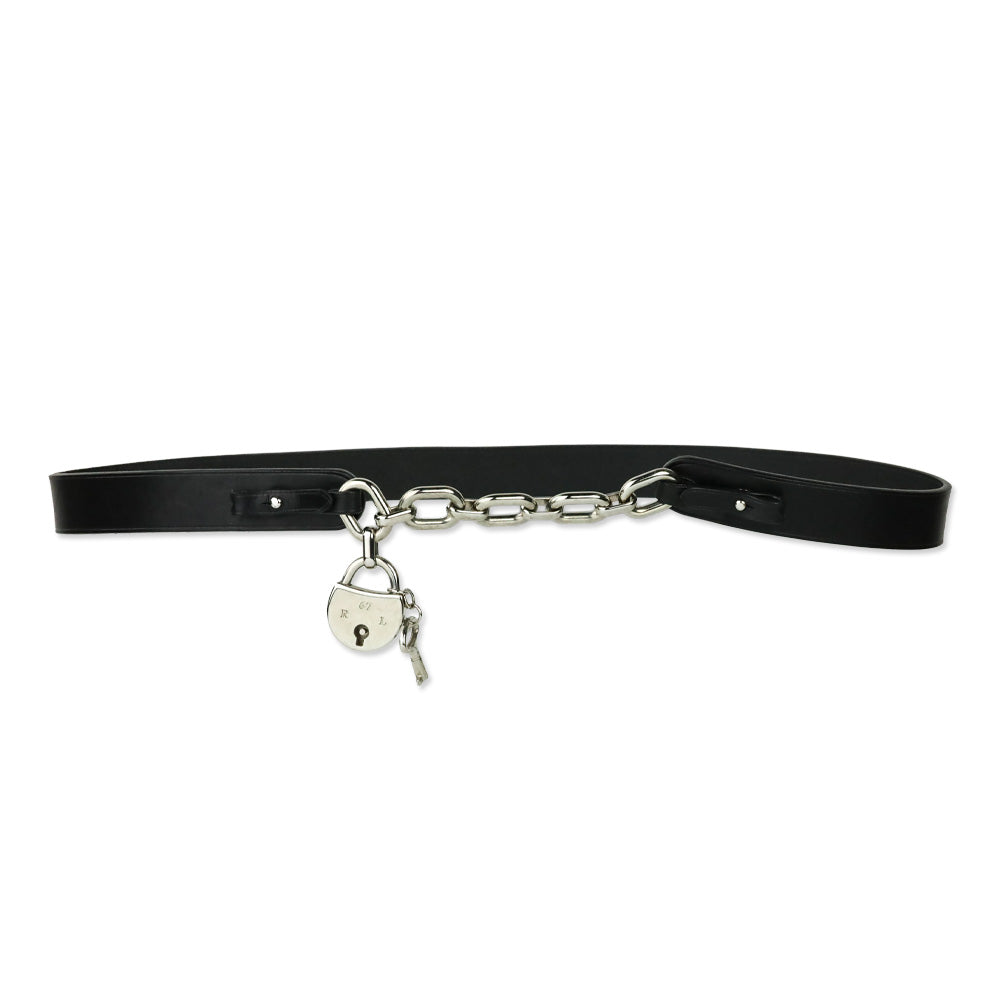 Ralph Lauren Silver-Tone Padlock-Charm Black Leather Belt