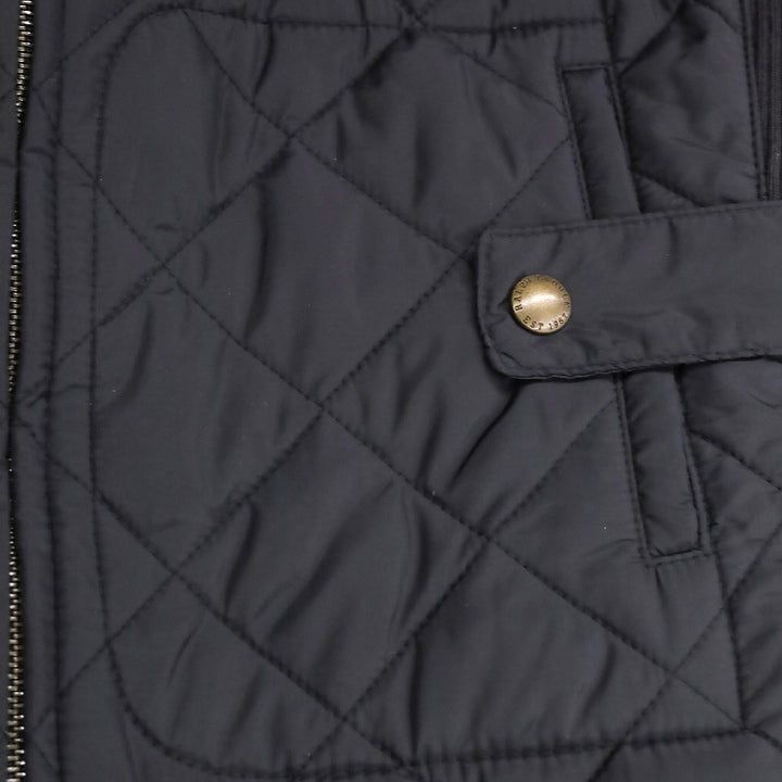 Ralph Lauren Sport Black Quilted Nylon and Brown Suede Trim Zip-up Vest